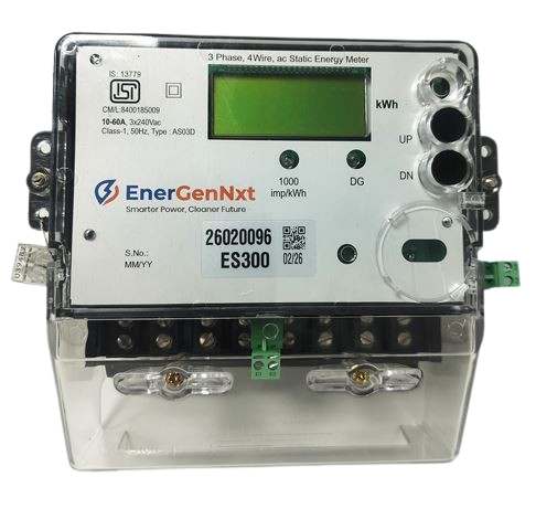 Ener GenNxt 3-Phase Electric Energy LCD Prepaid Meter Dual Source (4 Wire, 240V, 50Hz, Class-1.0, ISI Mark) -10-60