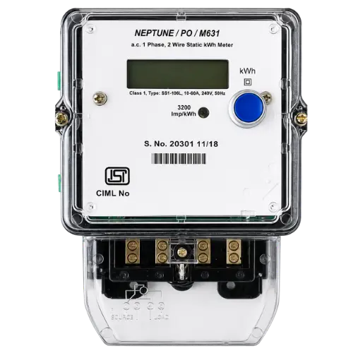 Neptune M631 – 1 Phase Prepaid Meter LCD Prepaid Meter Dual Source (2 Wire, 240V, 50Hz, Class-1.0, ISI Mark) -10-60